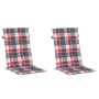 Cojín silla jardín respaldo alto 2 uds cuadros rojo 120x50x3 cm en Decoración | Comprar online en Foru.es
