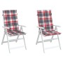 Cojín silla jardín respaldo alto 2 uds cuadros rojo 120x50x3 cm en Decoración | Comprar online en Foru.es