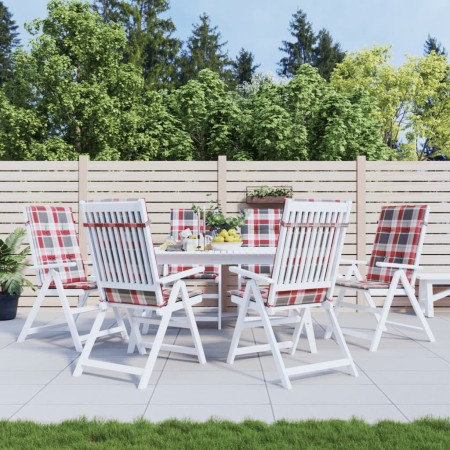 Cojín silla jardín respaldo alto 6 uds cuadros gris 120x50x3 cm en Decoración | Comprar online en Foru.es