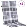 Cojín silla jardín respaldo alto 2 uds cuadros gris 120x50x3 cm en Decoración | Comprar online en Foru.es