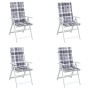 Cojín silla jardín respaldo alto 4 uds cuadros gris 120x50x3 cm en Decoración | Comprar online en Foru.es
