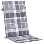Cojín silla jardín respaldo alto 4 uds cuadros gris 120x50x3 cm en Decoración | Comprar online en Foru.es