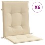 Cojín de silla de jardín respaldo bajo 6 uds tela Oxford beige en Decoración | Comprar online en Foru.es