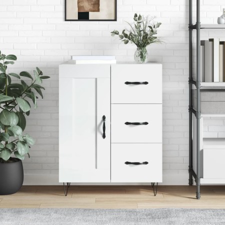 Aparador de madera contrachapada blanco brillante 69,5x34x90 cm de vidaXL, Aparadores - Ref: Foro24-830254, Precio: 98,37 €, ...