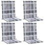 Cojín silla de jardín respaldo bajo 4 uds tela a cuadros gris en Decoración | Comprar online en Foru.es