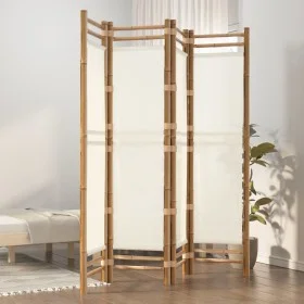 Biombo plegable de 4 paneles bambú y lona 160 cm de vidaXL, Divisores de ambientes - Ref: Foro24-350624, Precio: 103,01 €, De...