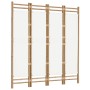 Biombo plegable de 4 paneles bambú y lona 160 cm de vidaXL, Divisores de ambientes - Ref: Foro24-350624, Precio: 105,04 €, De...