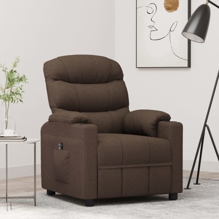 Sillón reclinable eléctrico tela marrón oscuro en Sillones | Comprar online en Foru.es