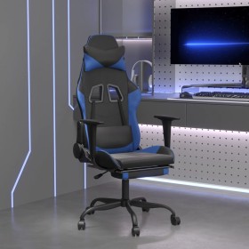 Silla gaming con reposapiés cuero sintético negro azul en Sillas gaming | Comprar online en Foru.es