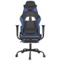 Silla gaming con reposapiés cuero sintético negro azul en Sillas gaming | Comprar online en Foru.es