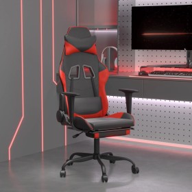 Silla gaming con reposapiés cuero sintético negro rojo en Sillas gaming | Comprar online en Foru.es