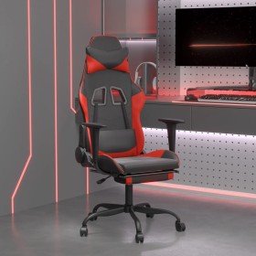 Silla gaming con reposapiés cuero sintético negro rojo en Sillas gaming | Comprar online en Foru.es
