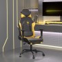 Silla gaming con reposapiés cuero sintético negro dorado en Sillas gaming | Comprar online en Foru.es