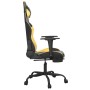 Silla gaming con reposapiés cuero sintético negro dorado en Sillas gaming | Comprar online en Foru.es