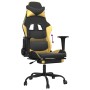 Silla gaming con reposapiés cuero sintético negro dorado en Sillas gaming | Comprar online en Foru.es