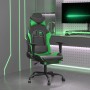 Silla gaming con reposapiés cuero sintético negro verde en Sillas gaming | Comprar online en Foru.es