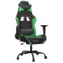 Silla gaming con reposapiés cuero sintético negro verde en Sillas gaming | Comprar online en Foru.es