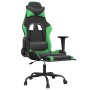Silla gaming con reposapiés cuero sintético negro verde en Sillas gaming | Comprar online en Foru.es
