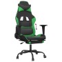 Silla gaming con reposapiés cuero sintético negro verde en Sillas gaming | Comprar online en Foru.es