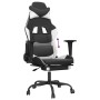 Silla gaming con reposapiés cuero sintético negro blanco en Sillas gaming | Comprar online en Foru.es