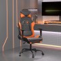 Silla gaming con reposapiés cuero sintético negro naranja en Sillas gaming | Comprar online en Foru.es