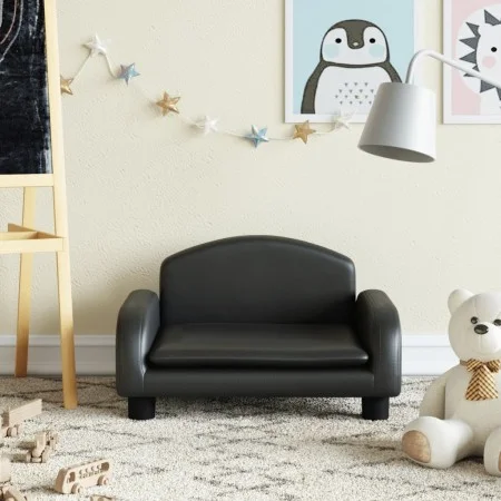 Sofá para niños de cuero sintético negro 50x40x30 cm de vidaXL, Mobiliario para bebés y niños pequeños - Ref: Foro24-3196374,...