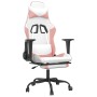 Silla gaming con reposapiés cuero sintético blanco y rosa en Sillas gaming | Comprar online en Foru.es