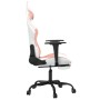 Silla gaming con reposapiés cuero sintético blanco y rosa en Sillas gaming | Comprar online en Foru.es