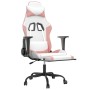 Silla gaming con reposapiés cuero sintético blanco y rosa en Sillas gaming | Comprar online en Foru.es