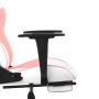 Silla gaming con reposapiés cuero sintético blanco y rosa en Sillas gaming | Comprar online en Foru.es