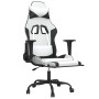Silla gaming con reposapiés cuero sintético blanco negro en Sillas gaming | Comprar online en Foru.es