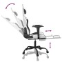 Silla gaming con reposapiés cuero sintético blanco negro en Sillas gaming | Comprar online en Foru.es