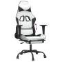 Silla gaming con reposapiés cuero sintético blanco negro en Sillas gaming | Comprar online en Foru.es