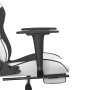 Silla gaming con reposapiés cuero sintético blanco negro en Sillas gaming | Comprar online en Foru.es