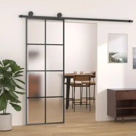 Schiebetür aus schwarzem ESG-Aluminium und Glas, 76 x 205 cm von vidaXL, Türen für zu Hause - Ref: Foro24-288064, Preis: 189,...