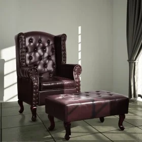 Sillón con reposapiés cuero sintético marrón oscuro de vidaXL, Sillones - Ref: Foro24-60784, Precio: 450,97 €, Descuento: %