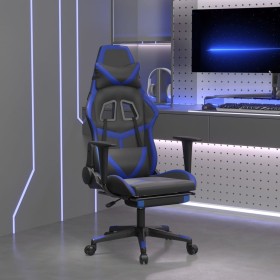Silla gaming con reposapiés cuero sintético negro azul en Sillas gaming | Comprar online en Foru.es