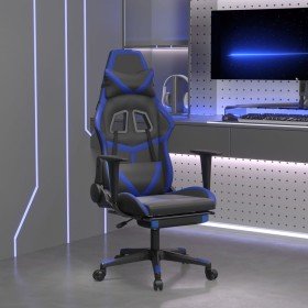 Silla gaming con reposapiés cuero sintético negro azul en Sillas gaming | Comprar online en Foru.es