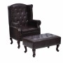 Sillón con reposapiés cuero sintético marrón oscuro de vidaXL, Sillones - Ref: Foro24-60784, Precio: 459,52 €, Descuento: %