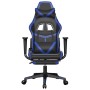 Silla gaming con reposapiés cuero sintético negro azul en Sillas gaming | Comprar online en Foru.es