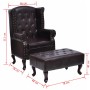Sillón con reposapiés cuero sintético marrón oscuro de vidaXL, Sillones - Ref: Foro24-60784, Precio: 459,52 €, Descuento: %