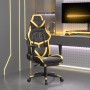 Silla gaming con reposapiés cuero sintético negro dorado en Sillas gaming | Comprar online en Foru.es