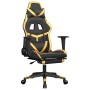 Silla gaming con reposapiés cuero sintético negro dorado en Sillas gaming | Comprar online en Foru.es