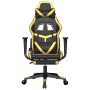 Silla gaming con reposapiés cuero sintético negro dorado en Sillas gaming | Comprar online en Foru.es