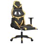 Silla gaming con reposapiés cuero sintético negro dorado en Sillas gaming | Comprar online en Foru.es