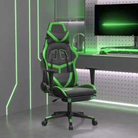 Silla gaming con reposapiés cuero sintético negro verde en Sillas gaming | Comprar online en Foru.es