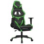 Silla gaming con reposapiés cuero sintético negro verde en Sillas gaming | Comprar online en Foru.es