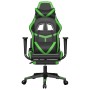 Silla gaming con reposapiés cuero sintético negro verde en Sillas gaming | Comprar online en Foru.es