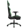 Silla gaming con reposapiés cuero sintético negro verde en Sillas gaming | Comprar online en Foru.es