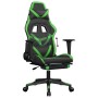 Silla gaming con reposapiés cuero sintético negro verde en Sillas gaming | Comprar online en Foru.es